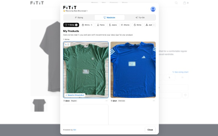 Fitit wardrobe with the shopper's reference garments